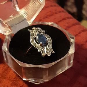 Antique 14kt gold  Diamond Sapphire Ring